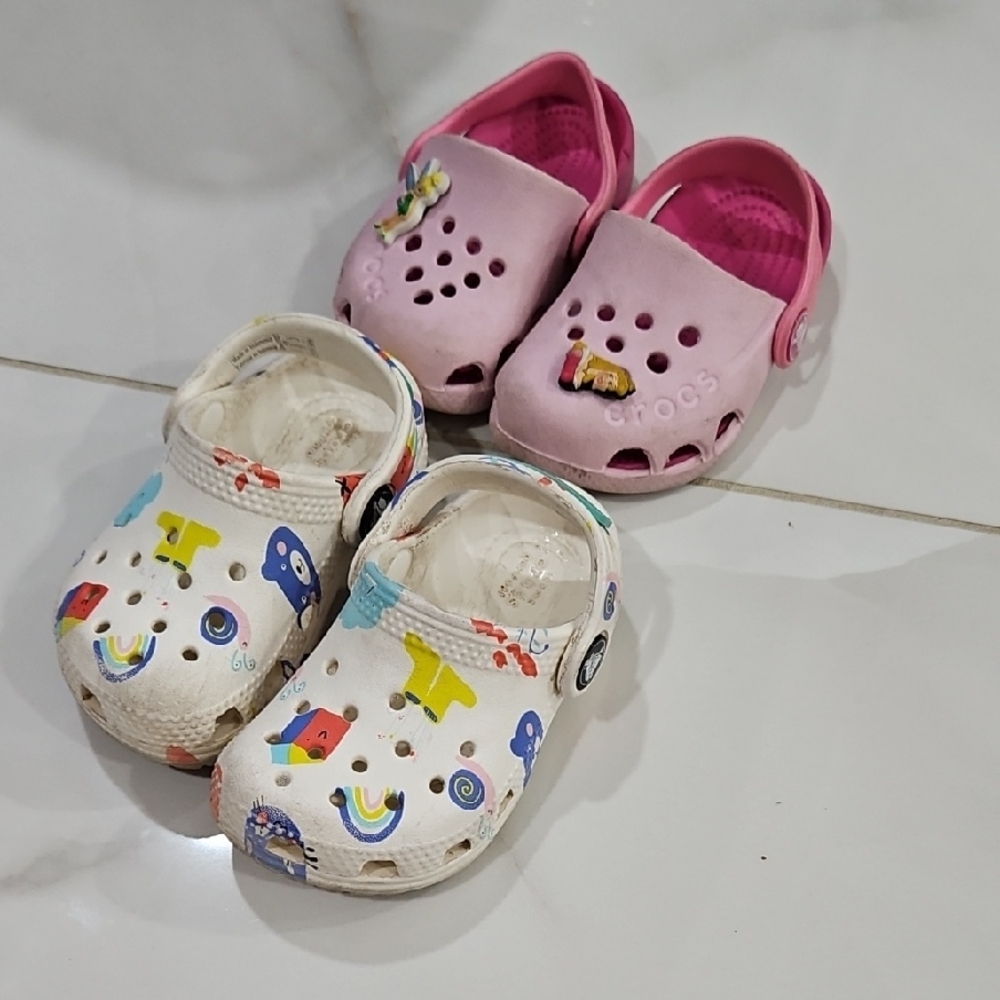 BUNDLE 2 PAIRS! CROCS Kids' Pink and White Fun Clogs